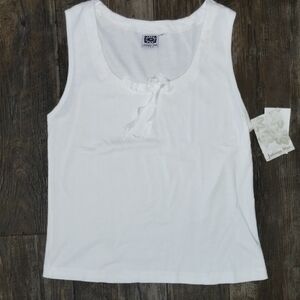 Vintage Y2K Johnny Was White Tank Top with Bow Detail